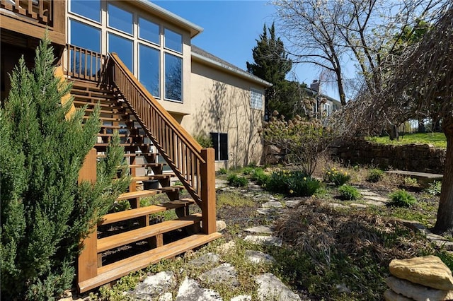 3015 SW 9th Ter, Lees Summit, MO 64081 - exterior space with stucco siding and stairway