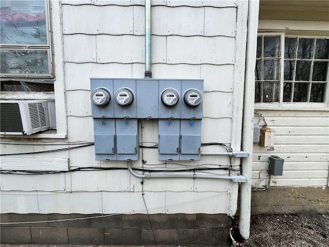 details featuring cooling unit and electric meter