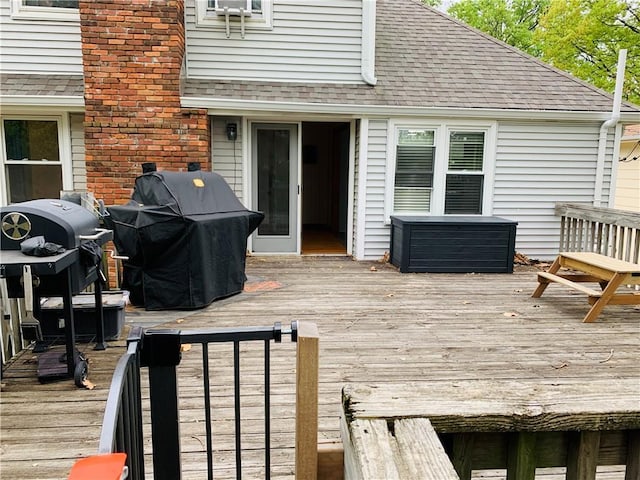 deck featuring grilling area
