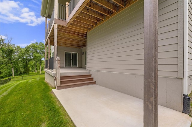 9238 Marion St, Lenexa, KS 66220 - property entrance with a patio and a deck