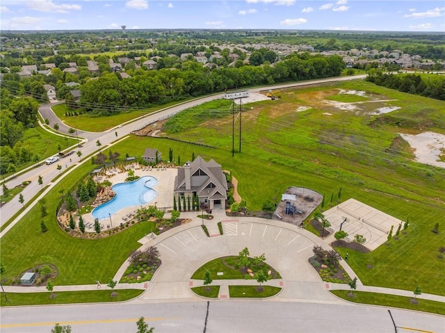 9238 Marion St, Lenexa, KS 66220 - aerial view of a pool area and a tree filled landscape