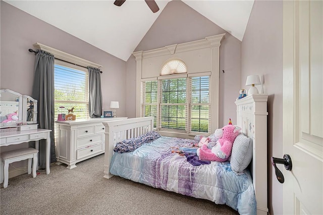 15511 Salem Rd, Excelsior Springs, MO 64024 - bedroom with vaulted ceiling, carpet, and ceiling fan