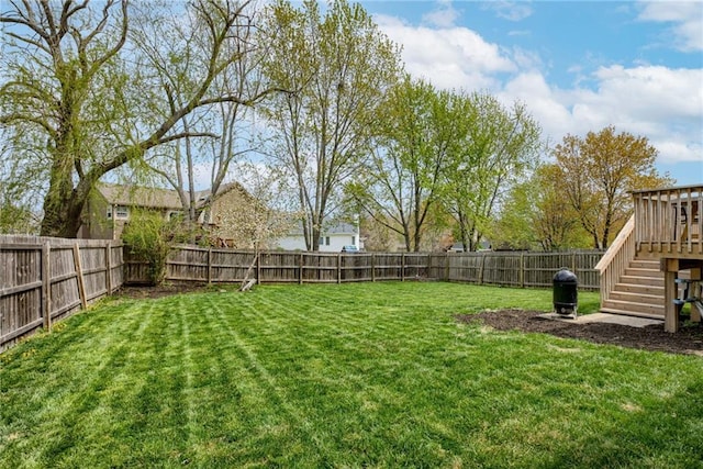 view of yard featuring a fenced backyard