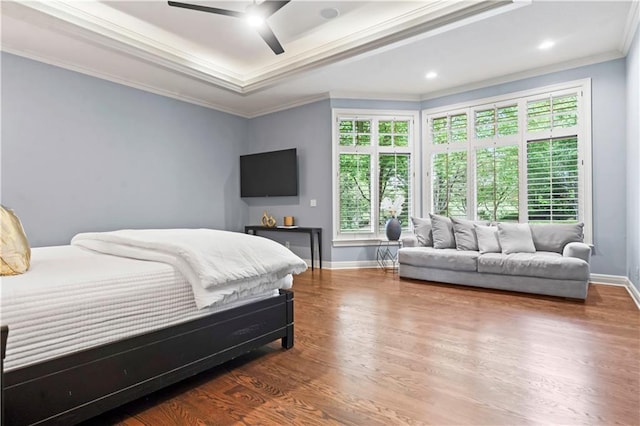 10408 Howe Ln, Leawood, KS 66206 - bedroom with baseboards, ornamental molding, wood finished floors, and recessed lighting