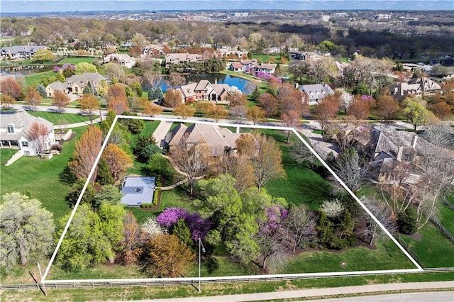 10408 Howe Ln, Leawood, KS 66206 - bird's eye view featuring a water view and a residential view