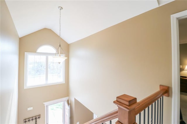 4373 Hackberry Ln, Bates City, MO 64011 - corridor featuring an upstairs landing and lofted ceiling