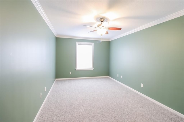 4373 Hackberry Ln, Bates City, MO 64011 - empty room with a ceiling fan, crown molding, carpet floors, and baseboards
