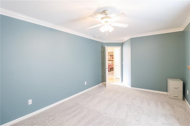 4373 Hackberry Ln, Bates City, MO 64011 - unfurnished room featuring ceiling fan, crown molding, baseboards, and carpet floors