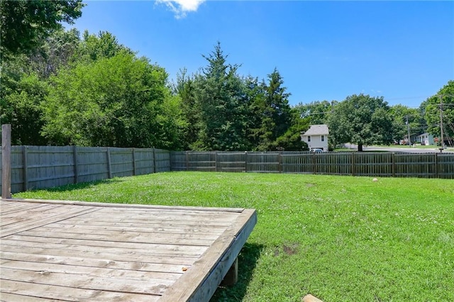 308 Acorn Pl, Warrensburg, MO 64093 - fenced backyard featuring a wooden deck