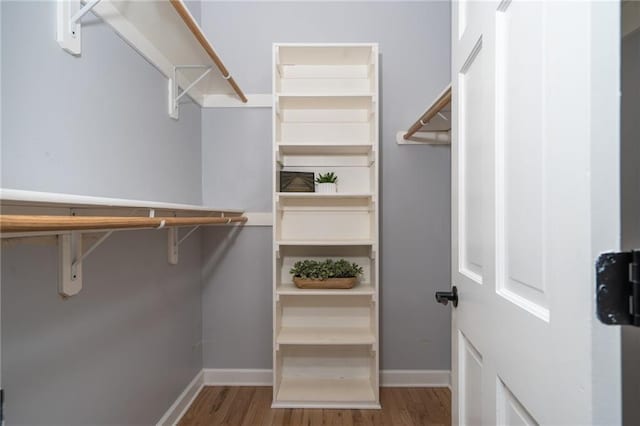 spacious closet with wood finished floors