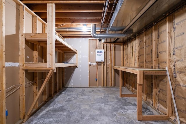 view of unfinished basement