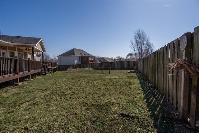 view of yard featuring a fenced backyard