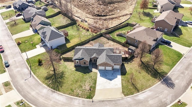 bird's eye view with a residential view