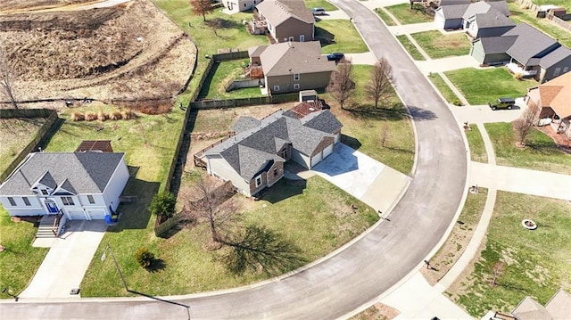 aerial view with a residential view