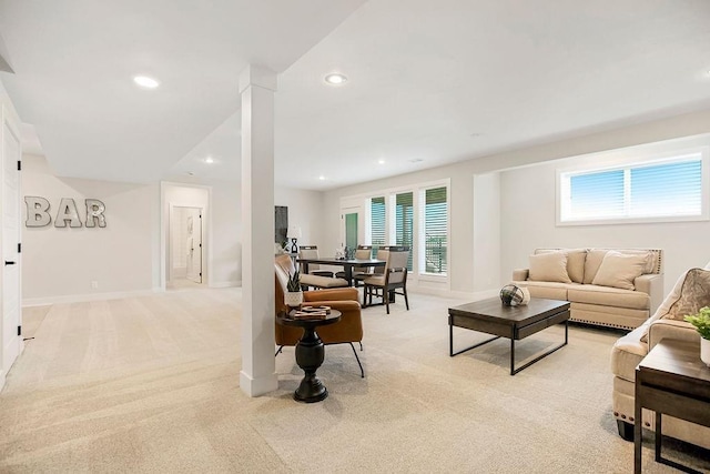 13021 W 174th Pl, Overland Park, KS 66221 - living area with light colored carpet, recessed lighting, and baseboards