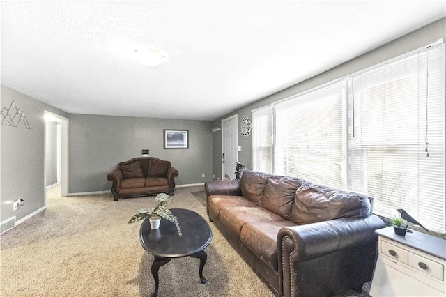 607 SW 8th St, Blue Springs, MO 64015 - carpeted living area with a wealth of natural light, visible vents, and baseboards