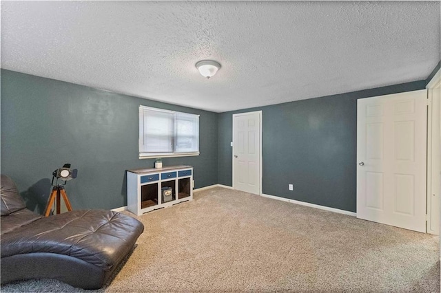 607 SW 8th St, Blue Springs, MO 64015 - sitting room with baseboards, carpet, and a textured ceiling