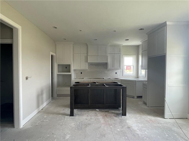 16487 W 166th Pl, Olathe, KS 66062 - kitchen with a kitchen island, gray cabinets, and custom exhaust hood