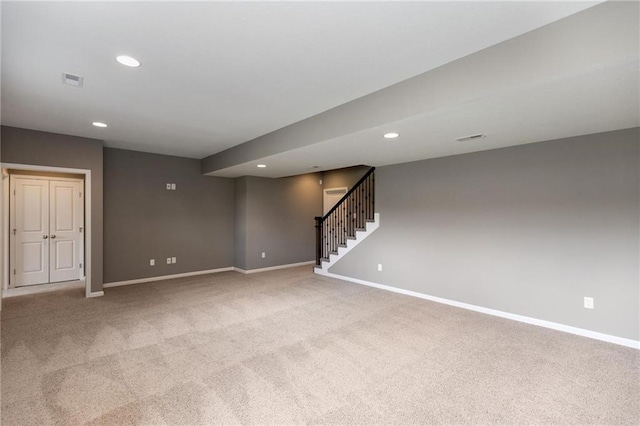 16487 W 166th Pl, Olathe, KS 66062 - carpeted spare room featuring recessed lighting and stairway