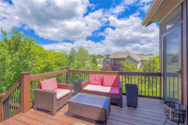 11237 S Race St, Olathe, KS 66061 - wooden deck with an outdoor hangout area and a residential view