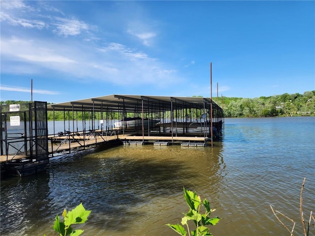 29243 Serene Ave, Warsaw, MO 65355 - dock featuring boat lift and a water view