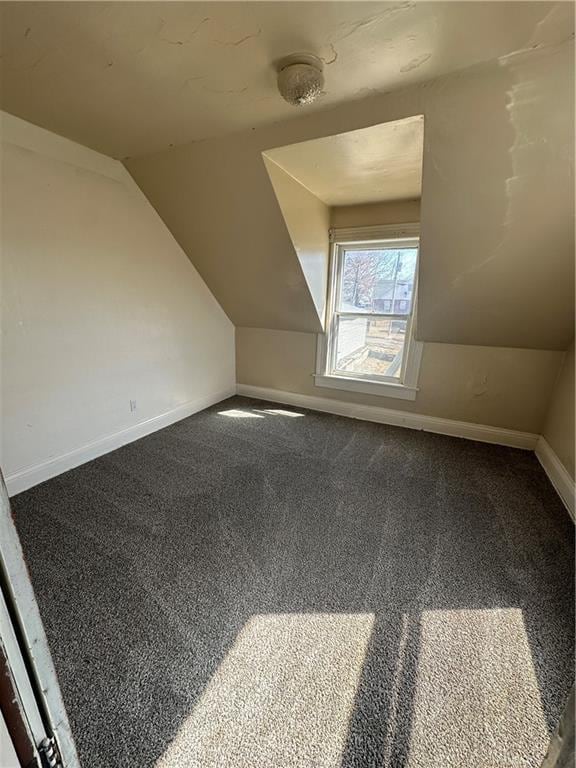 236 N Liberty St, Troy, KS 66087 - bonus room featuring baseboards, carpet, and vaulted ceiling