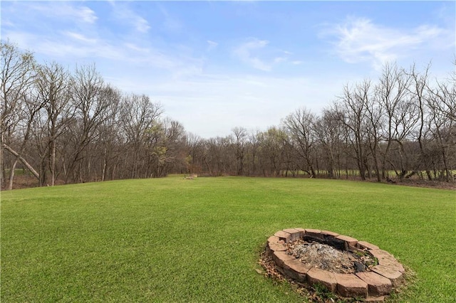 view of yard with an outdoor fire pit