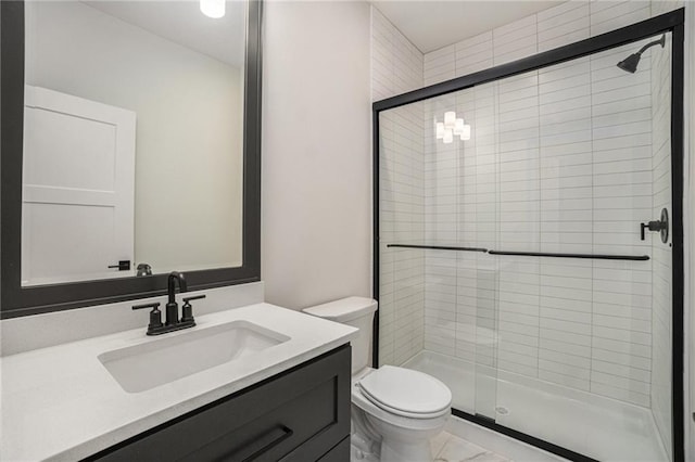 2317 SW Morris Dr, Lees Summit, MO 64082 - full bathroom featuring a stall shower, toilet, and vanity