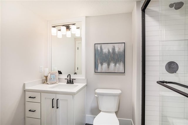 2317 SW Morris Dr, Lees Summit, MO 64082 - full bathroom with a stall shower, vanity, and a textured ceiling