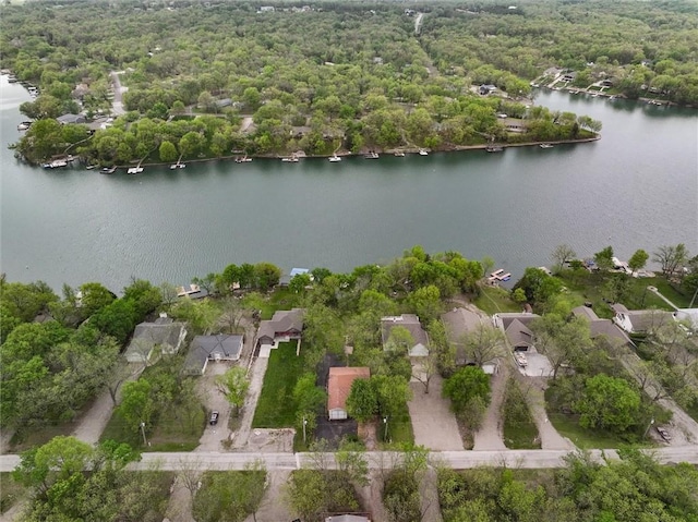 134 Timber Valley Dr, Linn Valley, KS 66040 - drone / aerial view with a wooded view, a water view, and a residential view