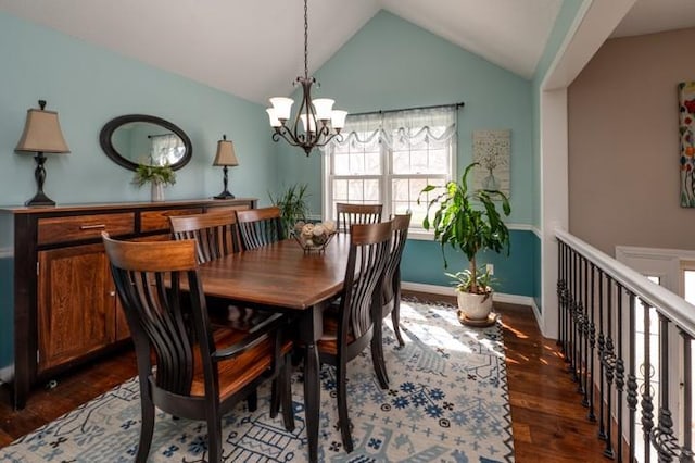 6620 NW 136th St, Kansas City, MO 64164 - dining area with a chandelier, lofted ceiling, baseboards, and wood finished floors
