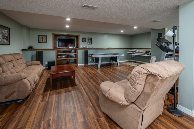 6620 NW 136th St, Kansas City, MO 64164 - living room with a textured ceiling, wood finished floors, visible vents, and recessed lighting