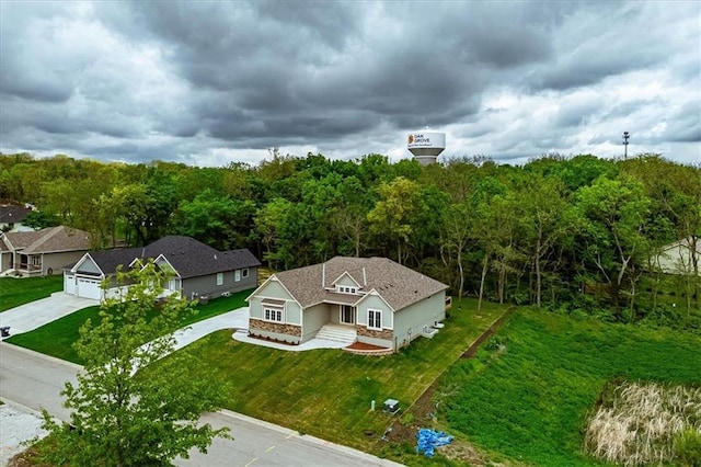 aerial view featuring a view of trees