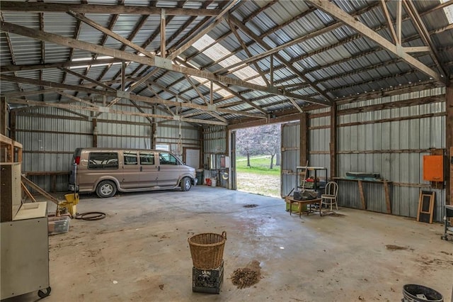 garage featuring metal wall