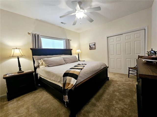 528 W End Cir, Osage Beach, MO 65065 - carpeted bedroom with a closet and ceiling fan