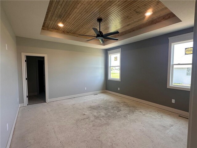 2005 Foxtail Pt, Kearney, MO 64060 - unfurnished room with a raised ceiling, wood ceiling, ceiling fan, and recessed lighting