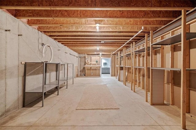 view of unfinished basement