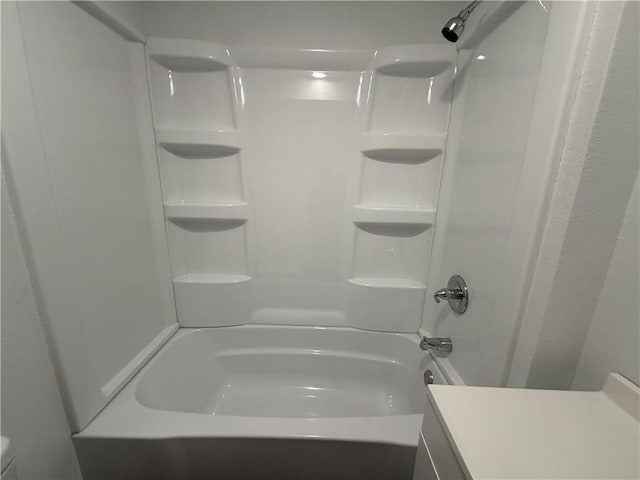 full bathroom with vanity and washtub / shower combination
