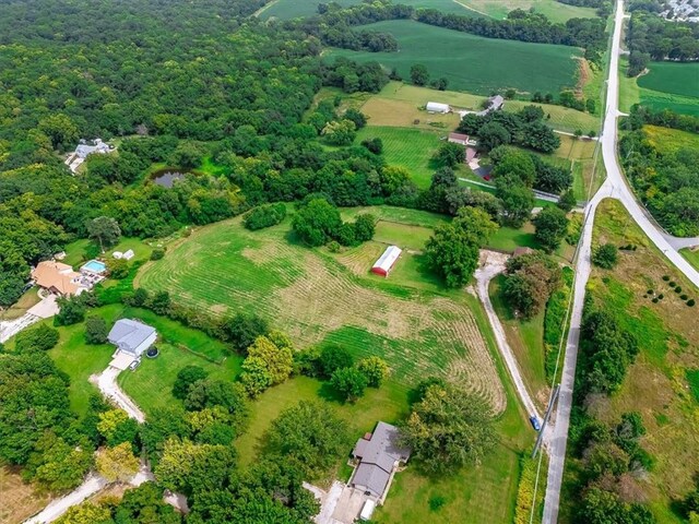 aerial view featuring a rural view
