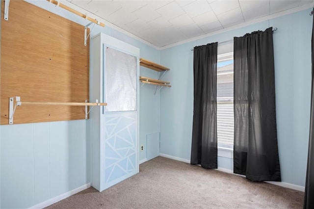 spare room with baseboards and carpet flooring