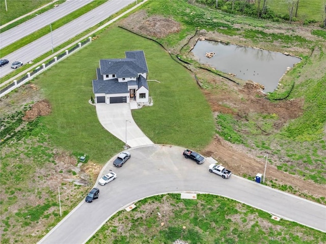 bird's eye view featuring a water view