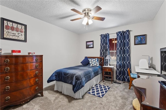 4012 NE Brooktree Ln, Kansas City, MO 64119 - carpeted bedroom featuring a textured ceiling, baseboards, and ceiling fan