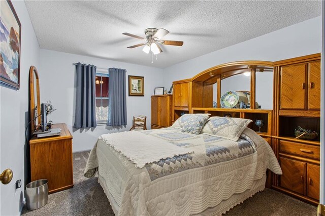 4012 NE Brooktree Ln, Kansas City, MO 64119 - bedroom featuring a textured ceiling, a ceiling fan, and carpet floors