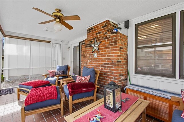 4012 NE Brooktree Ln, Kansas City, MO 64119 - sunroom / solarium featuring outdoor lounge area and ceiling fan