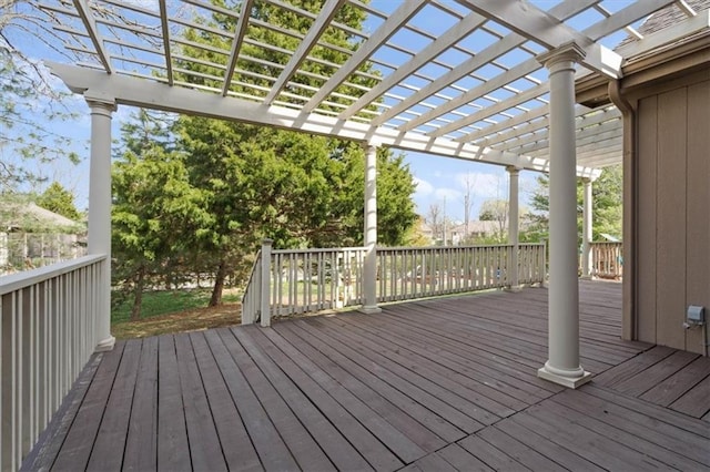 9708 Walnut Woods Dr, Kansas City, MO 64139 - wooden terrace with a pergola