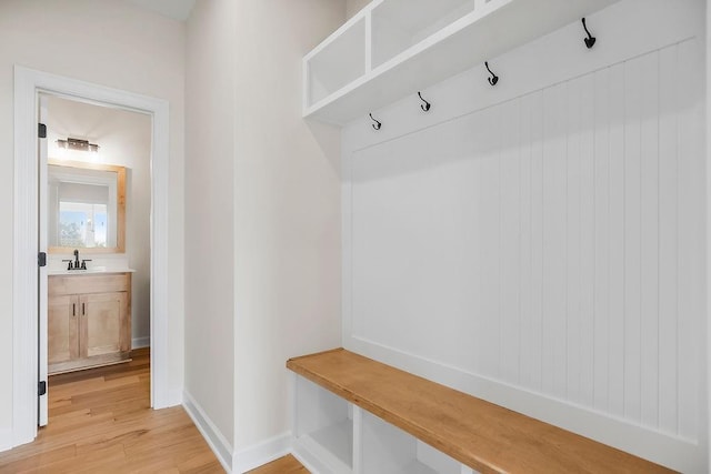 16470 W 166th Pl, Olathe, KS 66062 - mudroom with light wood-type flooring, a sink, and baseboards