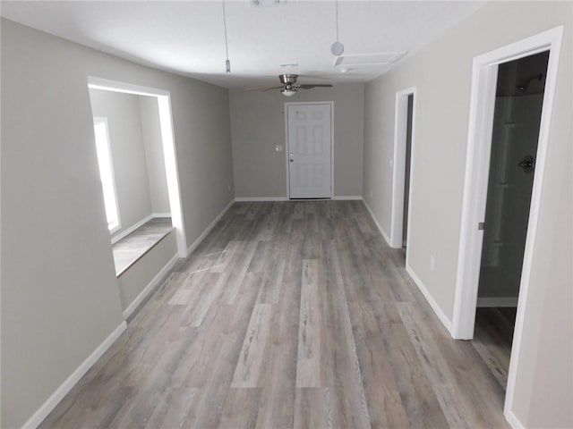 308 W 5th St, Pittsburg, KS 66762 - interior space with baseboards, light wood-type flooring, and ceiling fan