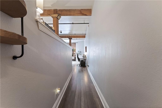 308 W 8th St Unit 505, Kansas City, MO 64105 - corridor with baseboards, wood finished floors, and stairway