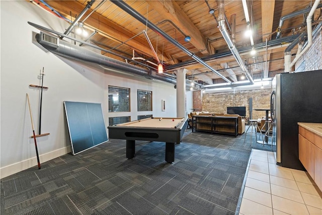 308 W 8th St Unit 505, Kansas City, MO 64105 - game room featuring light tile patterned flooring, baseboards, pool table, and visible vents