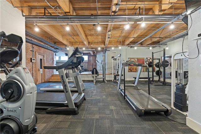 308 W 8th St Unit 505, Kansas City, MO 64105 - workout area with wooden ceiling